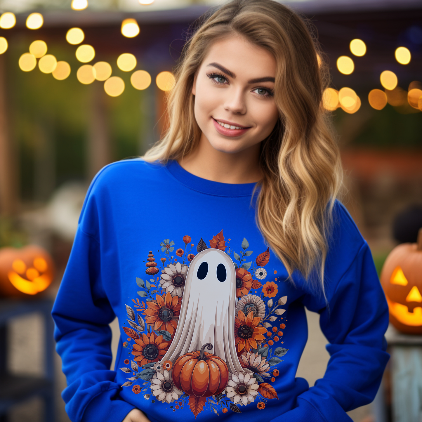 Autumn Ghost Sweatshirt - Cozy Halloween Crewneck, Unisex Fall Sweater, Perfect for Halloween and Thanksgiving, Unique Gift Idea