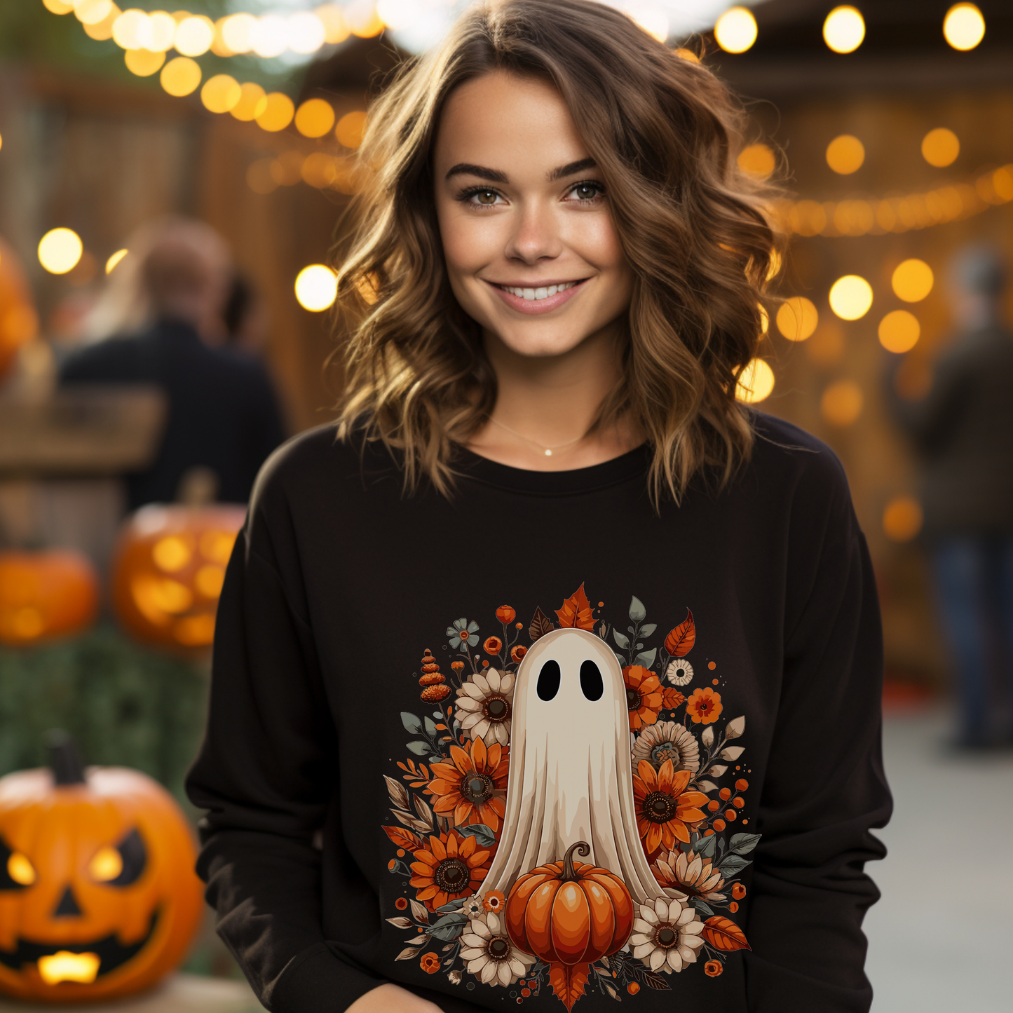 Autumn Ghost Sweatshirt - Cozy Halloween Crewneck, Unisex Fall Sweater, Perfect for Halloween and Thanksgiving, Unique Gift Idea