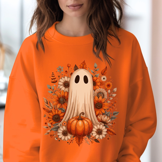 Autumn Ghost Sweatshirt - Cozy Halloween Crewneck, Unisex Fall Sweater, Perfect for Halloween and Thanksgiving, Unique Gift Idea