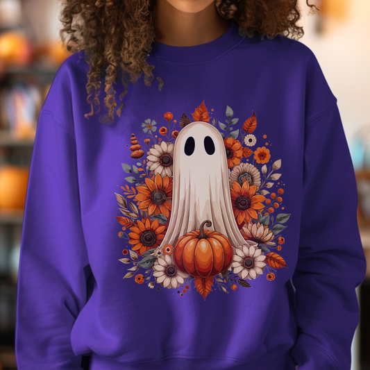 Autumn Ghost Sweatshirt - Cozy Halloween Crewneck, Unisex Fall Sweater, Perfect for Halloween and Thanksgiving, Unique Gift Idea