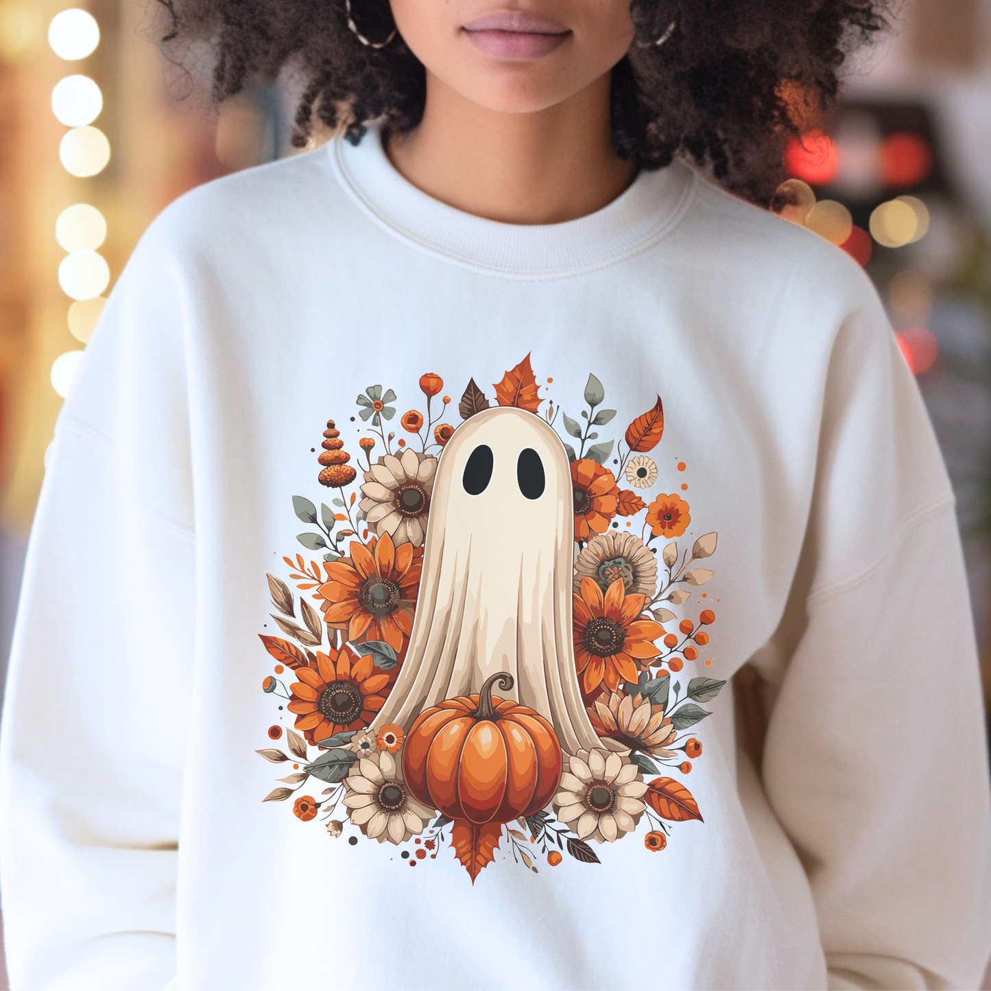 Autumn Ghost Sweatshirt - Cozy Halloween Crewneck, Unisex Fall Sweater, Perfect for Halloween and Thanksgiving, Unique Gift Idea